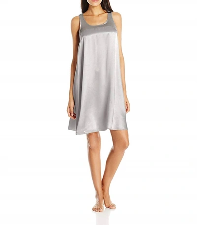 Pj Harlow Lindsay Satin And Rib Nightgown In Dark Silver In Multi