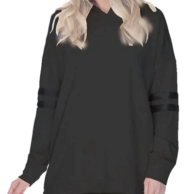 Shop Pj Harlow Destiny French Terry Hooded Sweatshirt With Satin Trim In Black