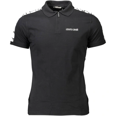 Shop Roberto Cavalli Men's Half Zip Polo T-shirt In Black