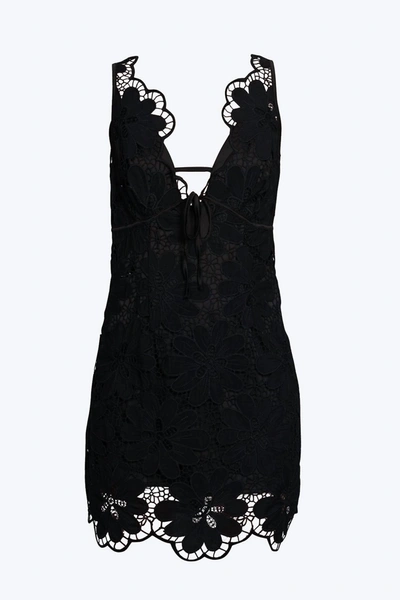 Shop For Love & Lemons Malika Embroidered Lace Mini Dress In Black