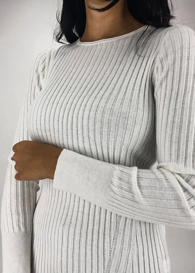 Ost Rib Crew Neck Top In Ivory In Multi