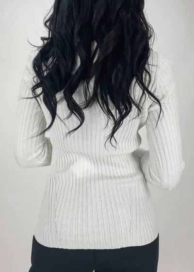 Ost Rib Crew Neck Top In Ivory In Multi