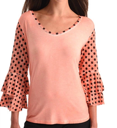 Shop Angel Polkadot Sleeve Top In Peach In Pink