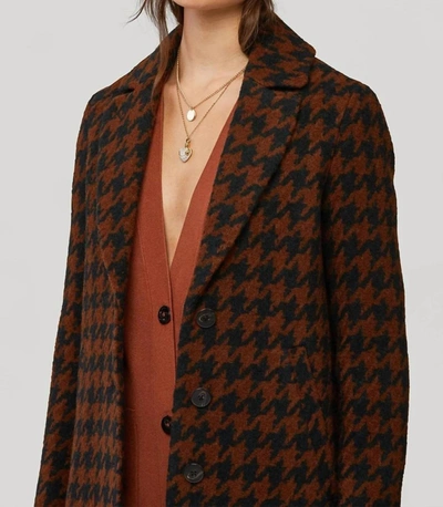 SOIA & KYO HOUNDSTOOTH PATTERN RIB KNIT HAT IN RUSSET 