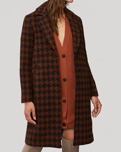 Soia & Kyo Houndstooth Pattern Rib Knit Hat In Russet In Brown
