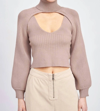 En Saison Sonoita Two-piece Crop Sweater In Dusty Lilac In Yellow