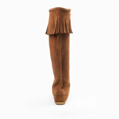 Shop Minnetonka Front Lace Knee High Boot In Brown