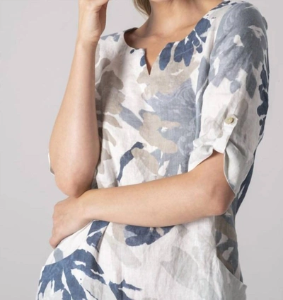 Dolcezza Beach Curry Mindy Sommers Linen Dress In Pastel Blue/grey In Multi