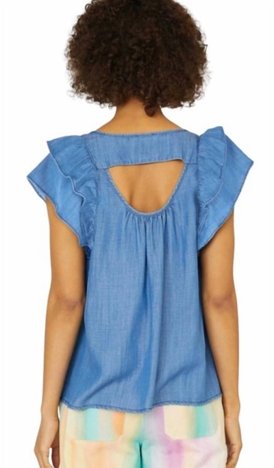 Shop Current Air Flutter Short Sleeve Cut Out Back In Chambray In Blue