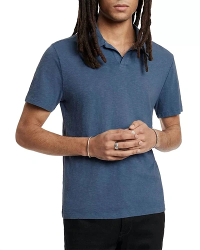 Shop John Varvatos Men's Zion Open Placket Short Sleeve Polo Shirt In Dutch Blue