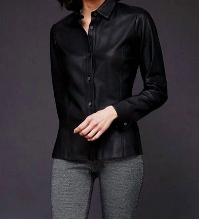 Shop Ecru Slim Leather Shirt In Black