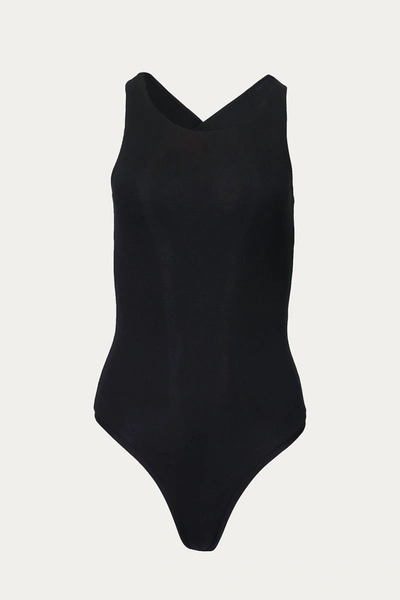 Shop Geel Shaye Stretch-modal Jersey Open-back Bodysuit In Black