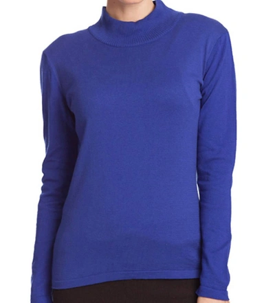 Shop Angel Long Sleeve Mock Neck Pullover In Cobalt In Blue
