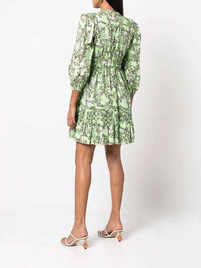 Shop Diane Von Furstenberg Kourtney Primavera Mini Dress In Lime Cream In Multi