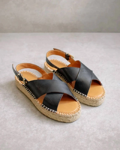 Shop Alohas Crossed Leather Sandals In Black