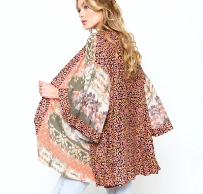 Aratta Abstract Animal Kimono In Warm Multi