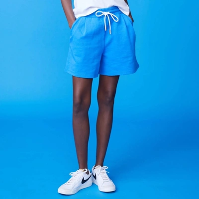 Shop Monrow Flared Sweat Short In Cerulean In Blue