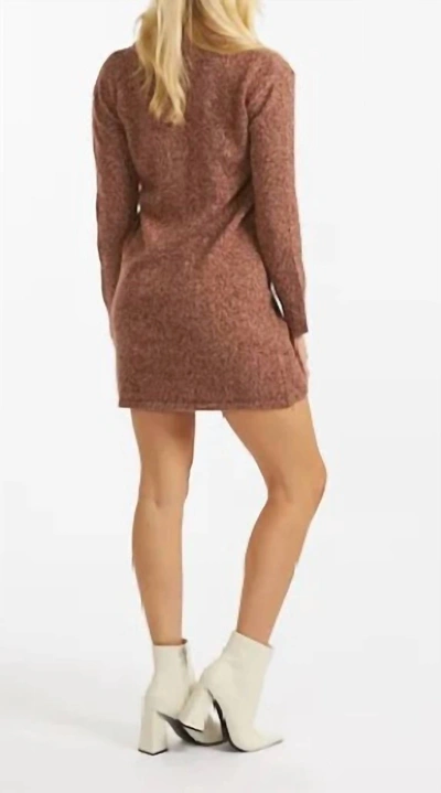 Shop Monrow Marled Wool Cashmere Half Zip Sweater Dress In Brown