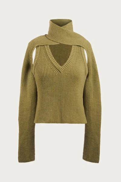 Shop Wynn Hamlyn Loop Chunky Sweater In Olive In Green