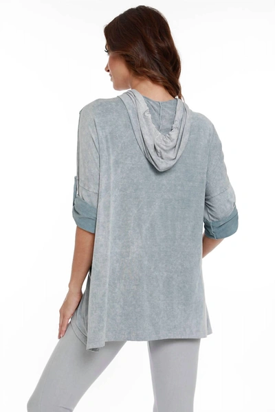 Angel Hooded Drawstring Tunic Top In Gray In Grey