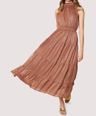 Shop Lost + Wander Downtown Lights Maxi Dress In Brown/gold In Multi