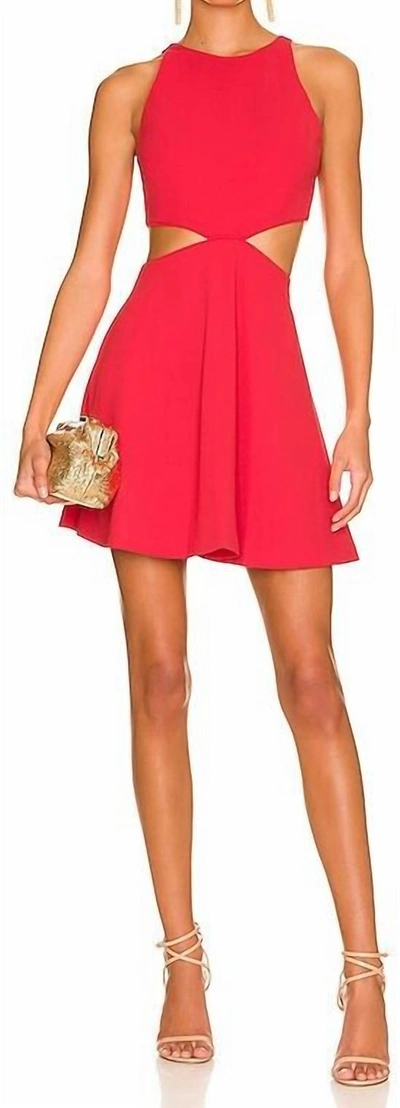 Shop Alice And Olivia Cara Crepe Fit & Flare Round Neckline Cut Out Mini Dress In Red