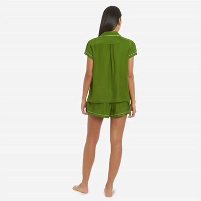 The Sleep Code Sasi Washable Silk Pj Set In Matcha In Multi