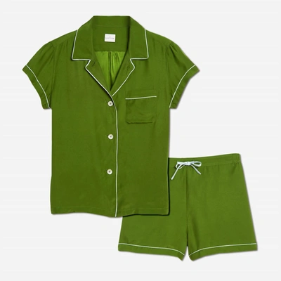 The Sleep Code Sasi Washable Silk Pj Set In Matcha In Multi
