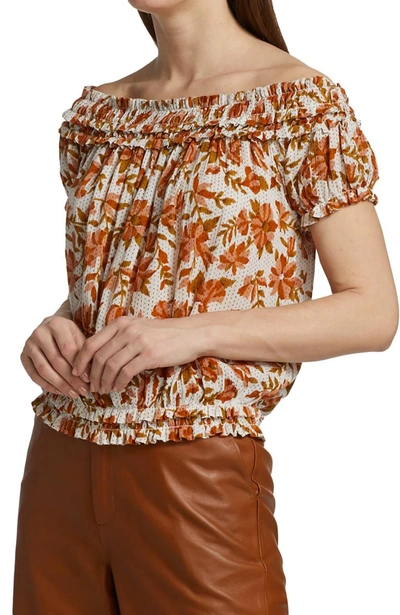 Free People Suki Floral Off The Shoulder Top In Ivory Combo In White