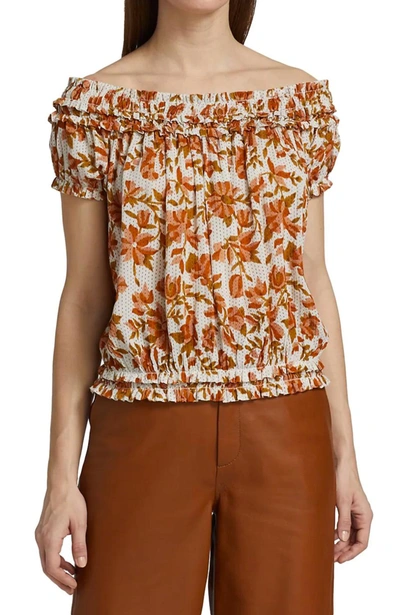 Free People Suki Floral Off The Shoulder Top In Ivory Combo In White