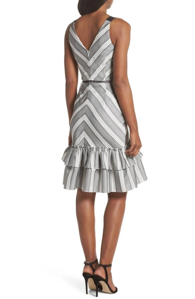 Shop Adelyn Rae Lucille Sleeveless Ruffle Dress In Black/white In Multi