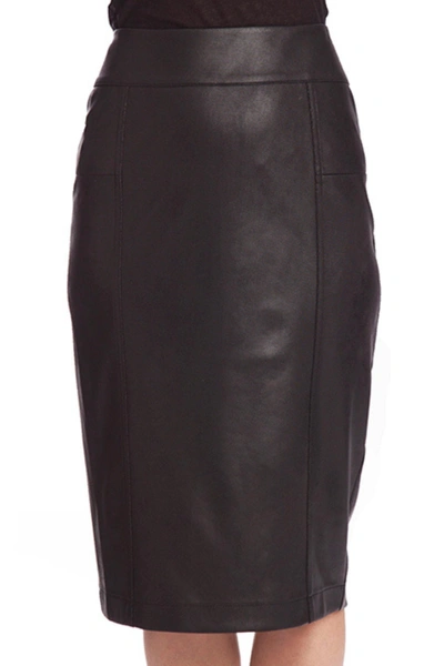 Shop Angel Microfiber Leather Long Skirt In Black