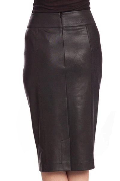 Shop Angel Microfiber Leather Long Skirt In Black