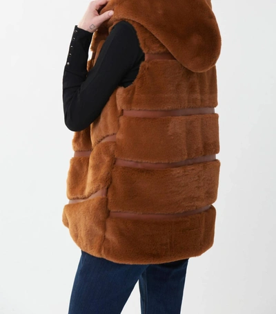 Shop Joseph Ribkoff Faux Fur Vest In Camel In Brown