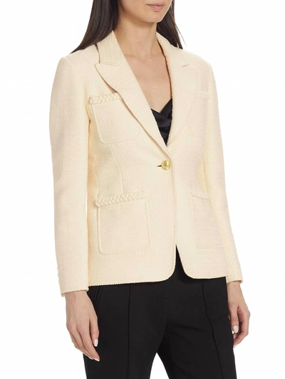 Derek Lam 10 Crosby Assila Single Breasted Braid Trim Jacket In Ecru In White
