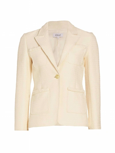 Derek Lam 10 Crosby Assila Single Breasted Braid Trim Jacket In Ecru In White