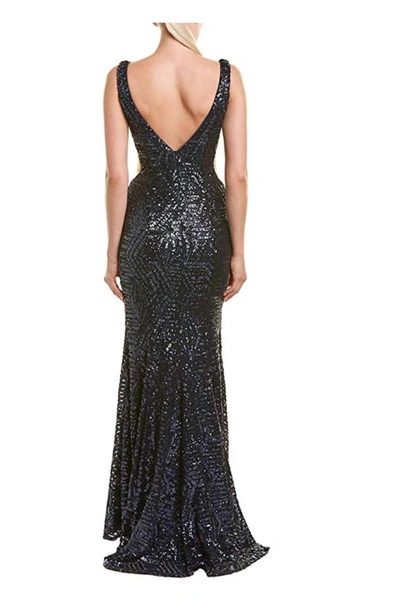 Issue New York Sequin Evening Gown In Navy In Blue