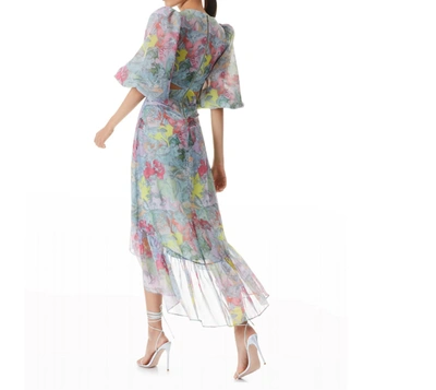 Shop Alice And Olivia Katia Twist-front Floral Cutout High Low Dress In Lola's Dream In Multi