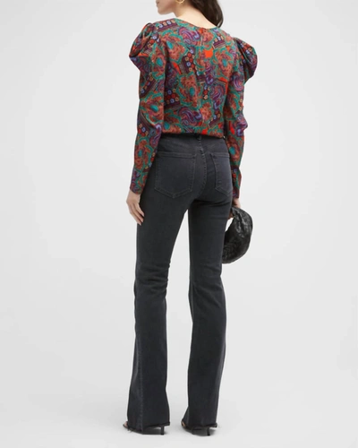 Shop Veronica Beard Simmons Top In Flame Red Multi