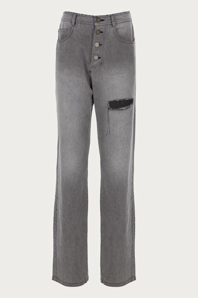 Shop Zeynep Arcay Vintage Cut Denim Pants In Grey