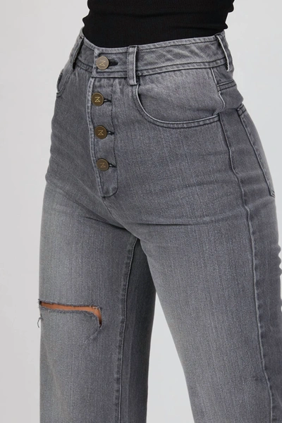Shop Zeynep Arcay Vintage Cut Denim Pants In Grey