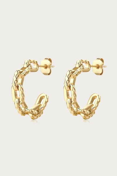 Shop F+h Studios Ramones Hammered Chain Hoops In Gold
