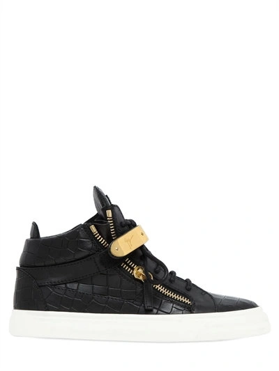 Giuseppe Zanotti 20mm Bangle Embossed Leather Sneakers In Black