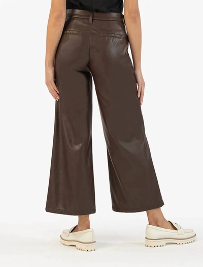 Kut From The Kloth Aubrielle High Waist Ankle Wide Leg Faux Leather Pants In Chocolate In Gold