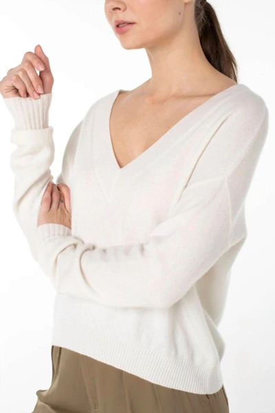 Shop Serra The Easy V Neck Sweater In White Salty