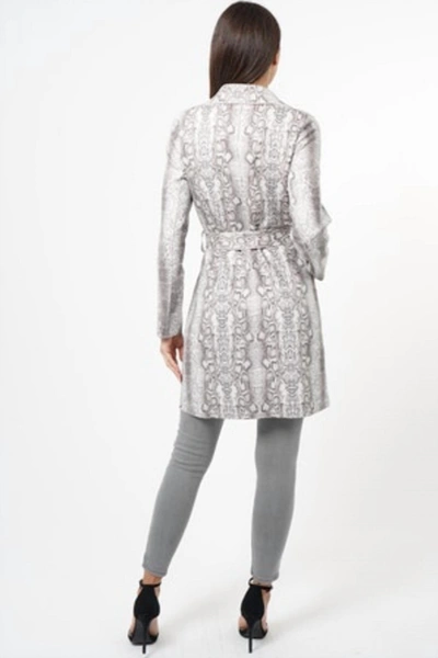 Love Token Kobe Snake Print Coat In Grey