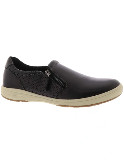 Shop Earth Origins Elsie Wide Womens Leather Slip On Casual And Fashion Sneakers In Black