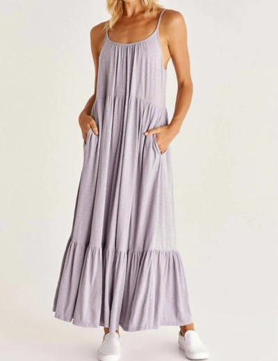 Shop Z Supply Lido Slub Tiered Maxi Dress In Lavender Ash In Multi