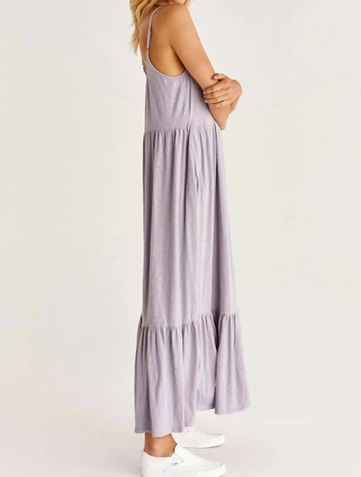 Shop Z Supply Lido Slub Tiered Maxi Dress In Lavender Ash In Multi