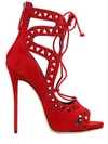 GIUSEPPE ZANOTTI 120MM CUTOUT LACE-UP SUEDE SANDALS, RED